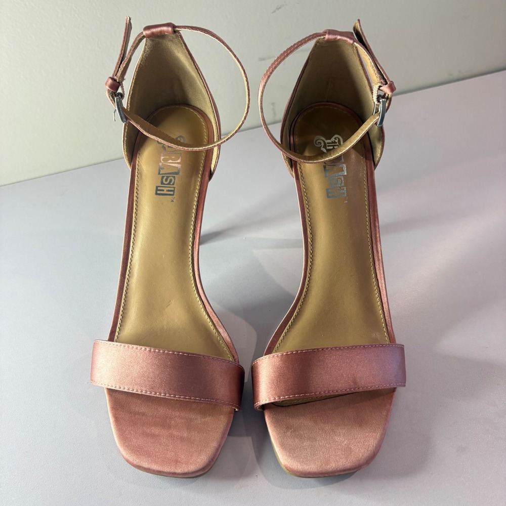 Autumn Wedding Guest 7.5 Blush Pink Satin Ankle Strap Stiletto Heels Homecoming
